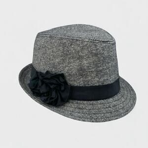 H&M Tweed Hat with Black Floral Band